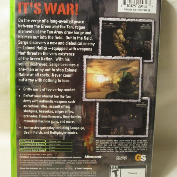 Original Xbox Video Game: Army Men - Sarge's War - Picture 2 of 4